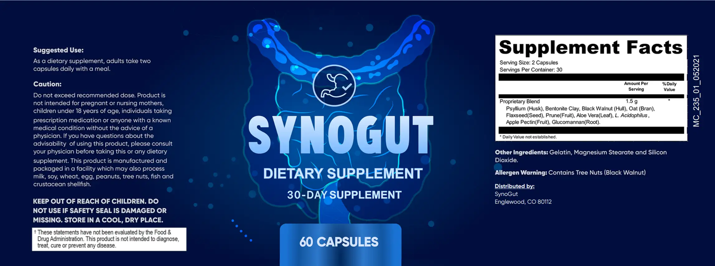 Synogut Supplement Facts Label